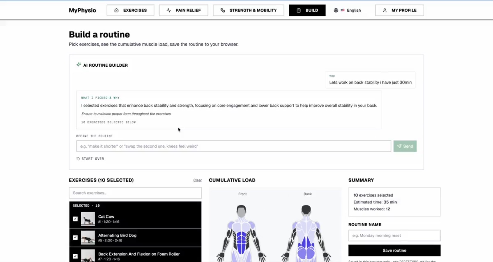 A physio coach in the browser