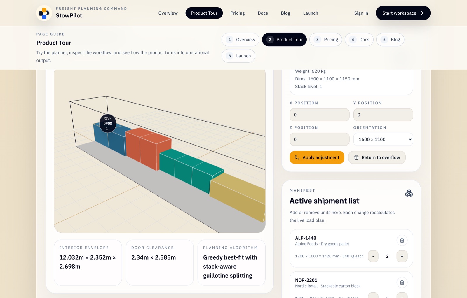 3D load planning for freight teams